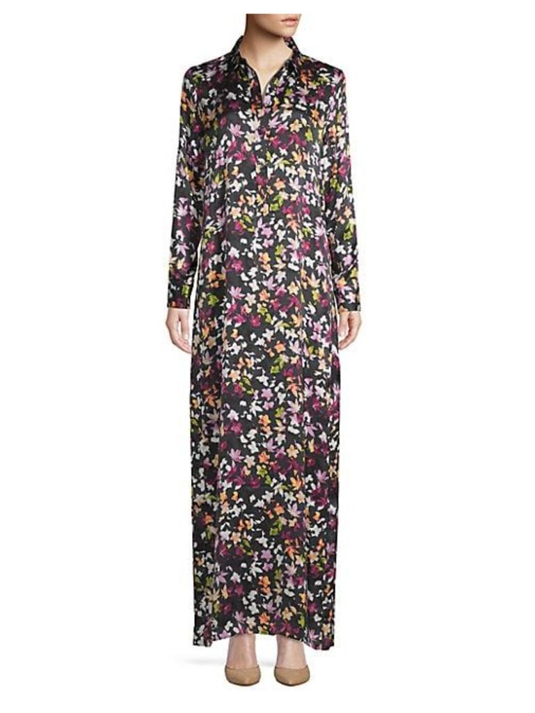 Floral-Print Silk Maxi Dress
