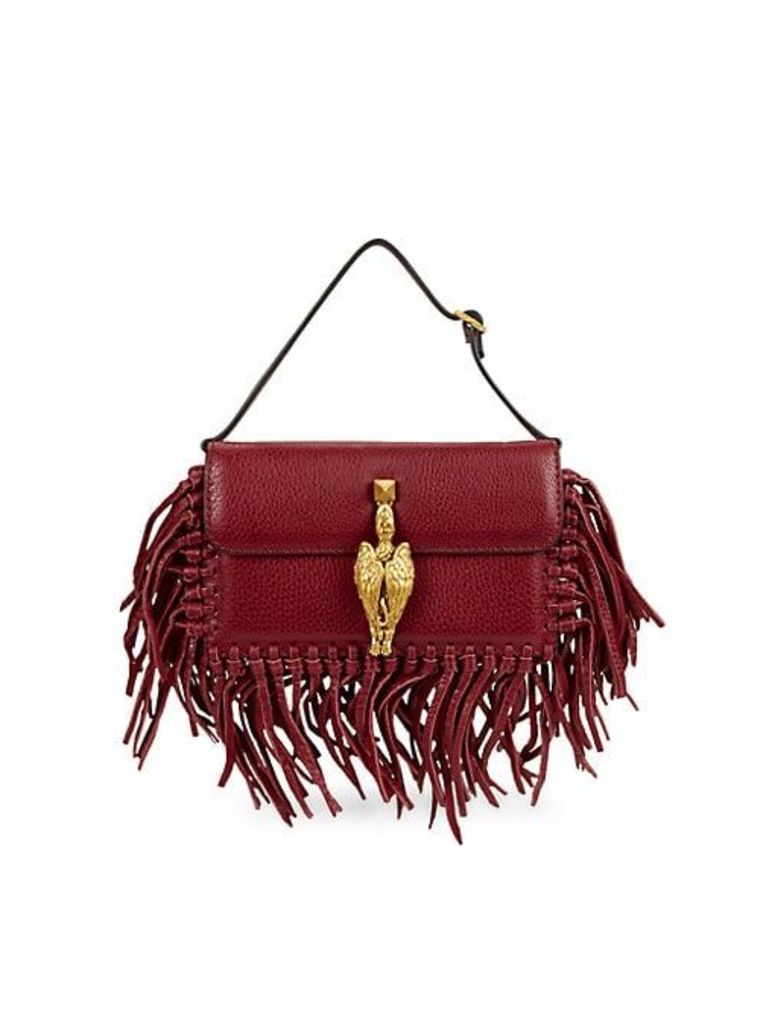 Fringed Leather Top Handle Bag