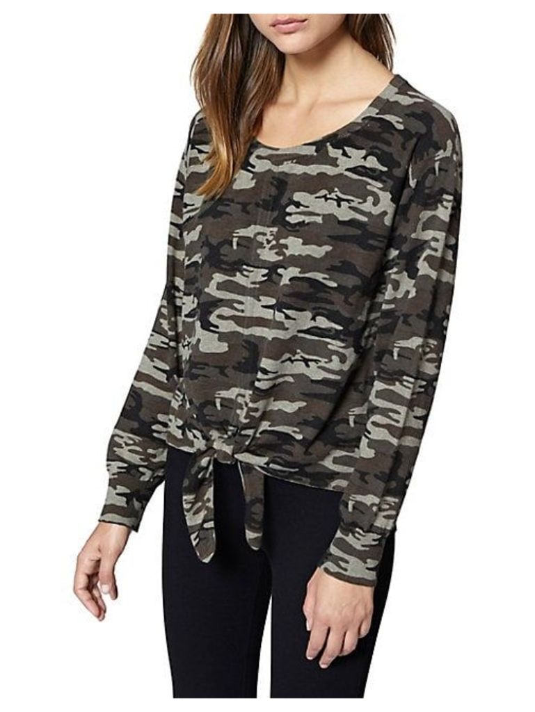 Laguna Tie-Front Camouflage Sweater