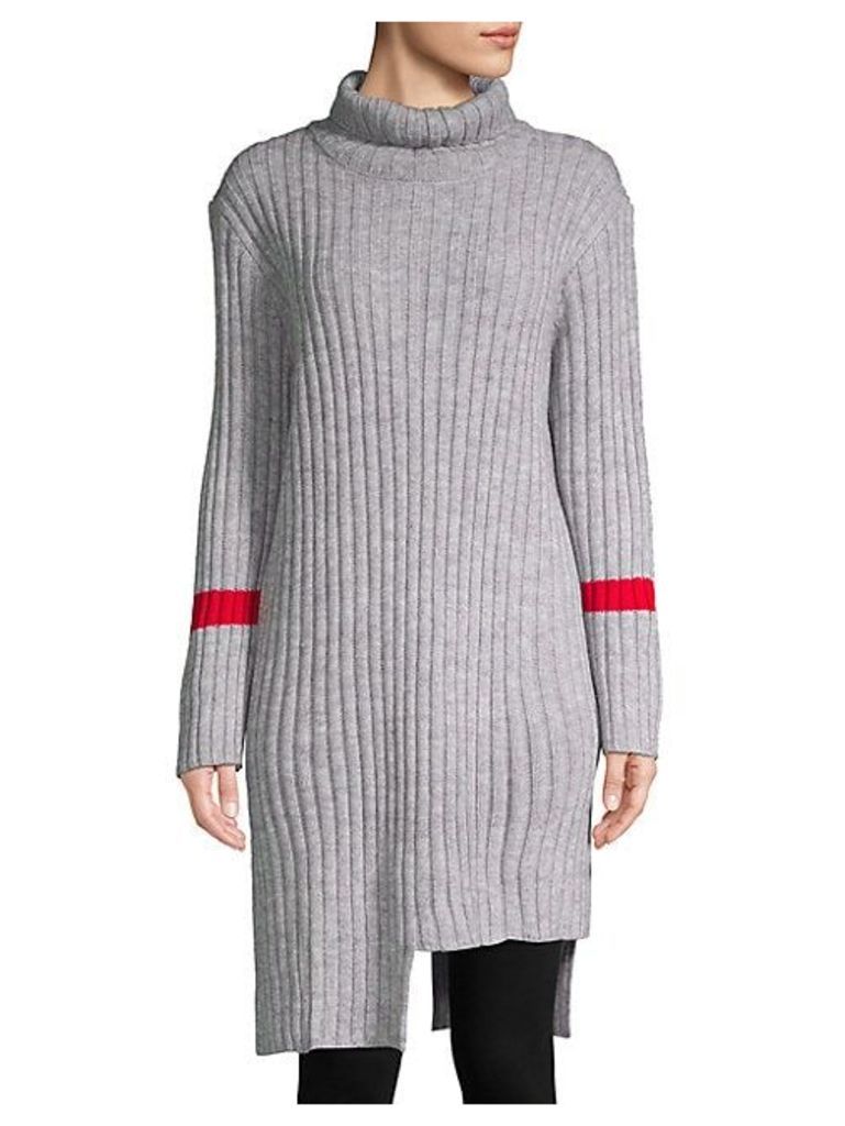 Asymmetric Turtleneck Sweater Dress
