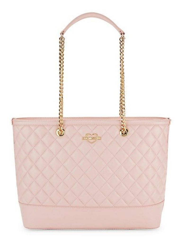 Quilted Faux-Leather Chain Tote
