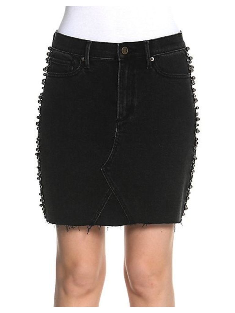 Stef Faux Pearl-Embellished Denim Skirt