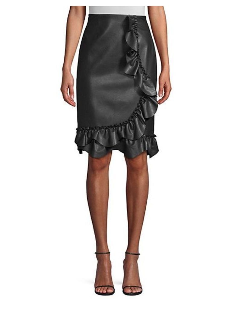 Faux-Leather Ruffle Skirt
