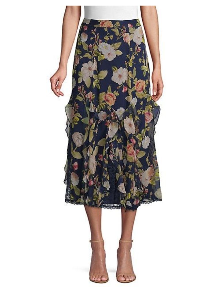 Uma Floral & Lace Midi Skirt