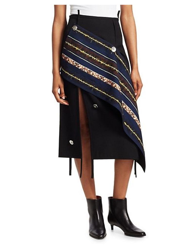 Asymmetrical Wool Midi Skirt