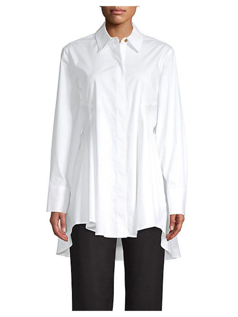 High-Low Flare Button Front Shirt