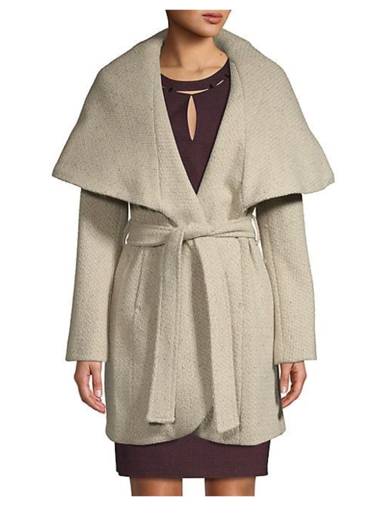 Marla Self-Tie Woven Wool-Blend Coat