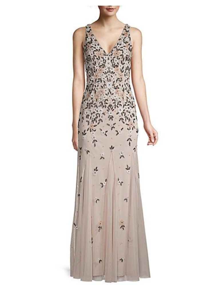 Beaded Floral Gown
