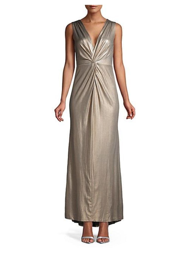 Metallic Knotted Column Gown
