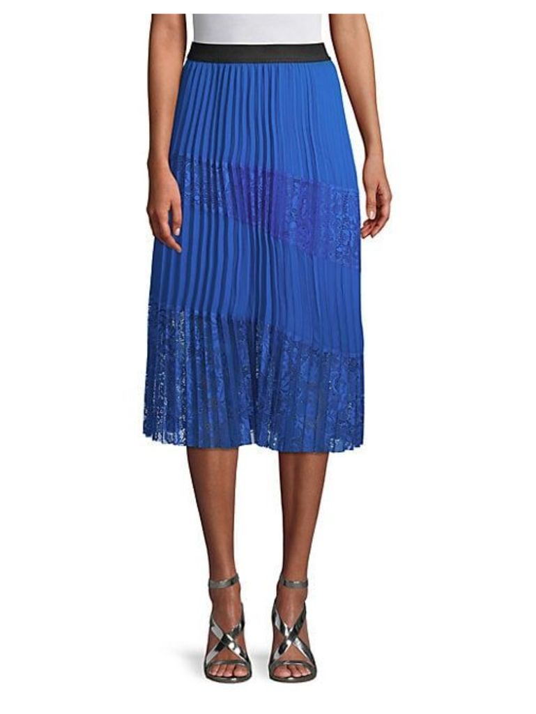 Pleated Lace Panel Skirt