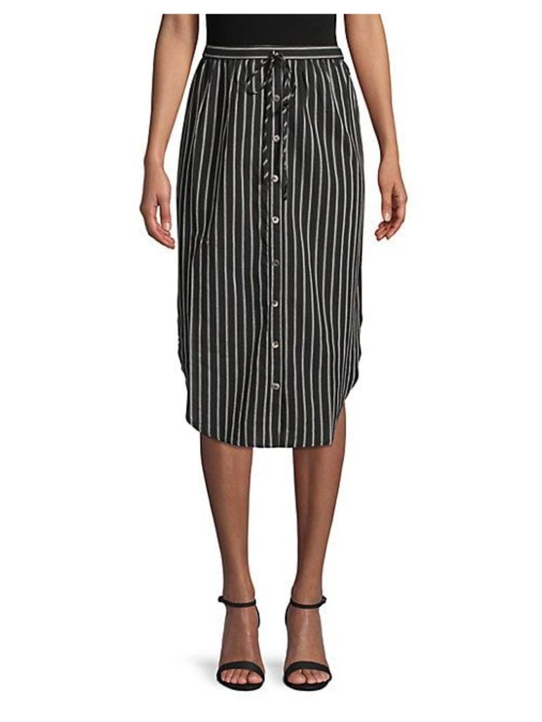 Striped Shirttail Pencil Skirt