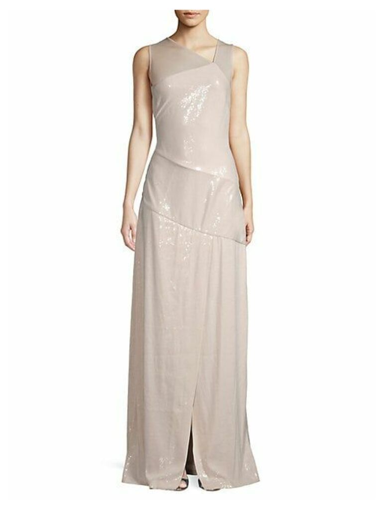 Paneled Sequin Gown