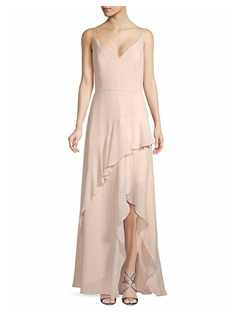 Ruffled High-Low Gown