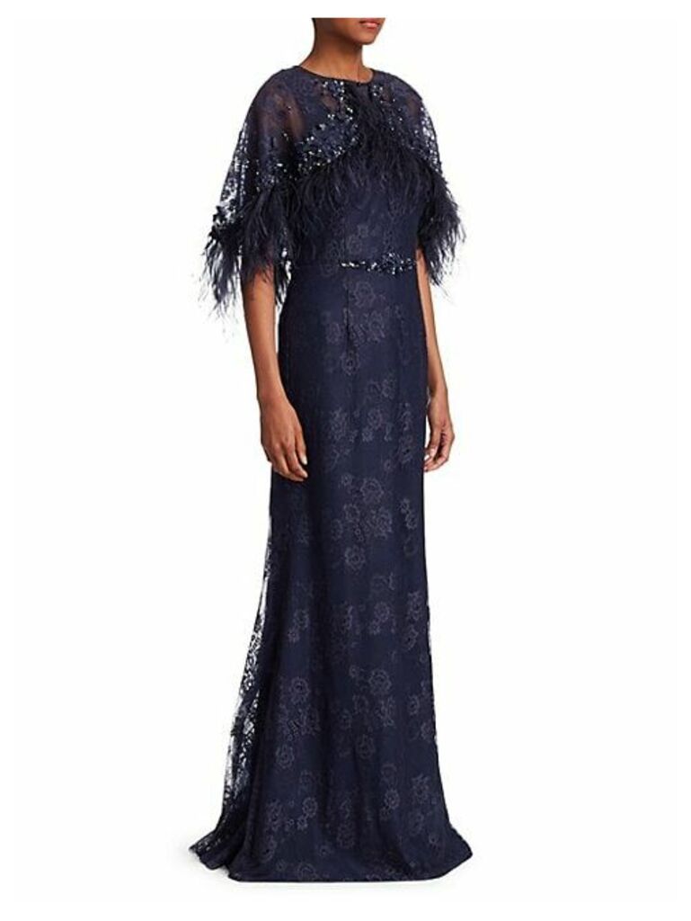 Popover Feather Mermaid Gown