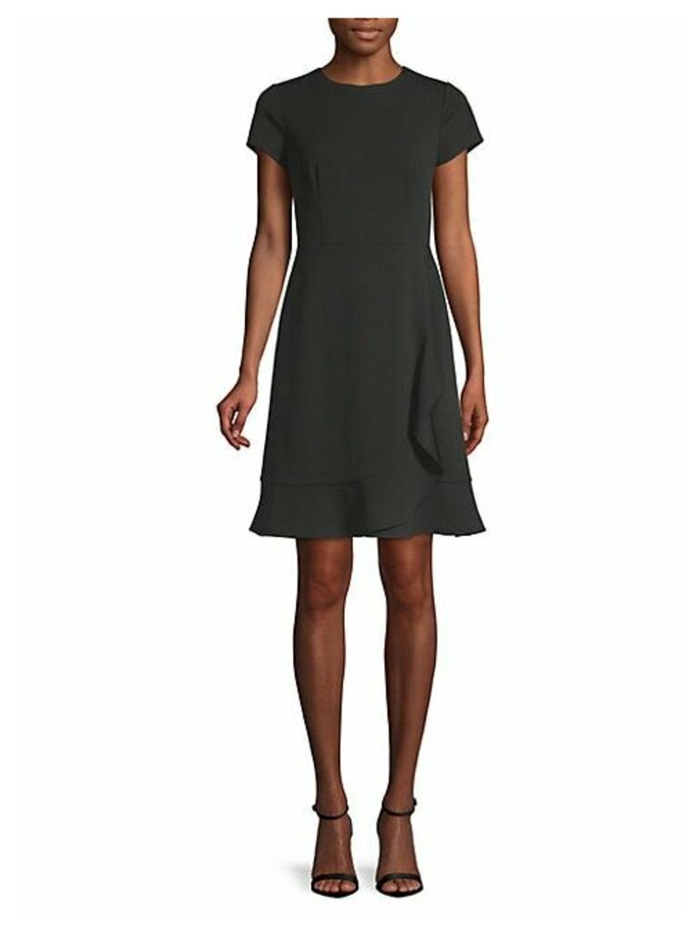 Short-Sleeve Mini Crepe Dress