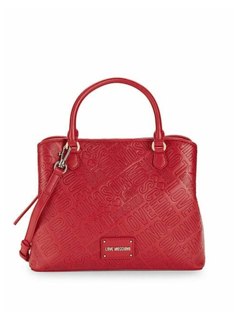 Embossed Faux Leather Satchel