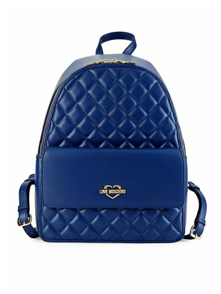 Quilted Metallic Logo Backpack