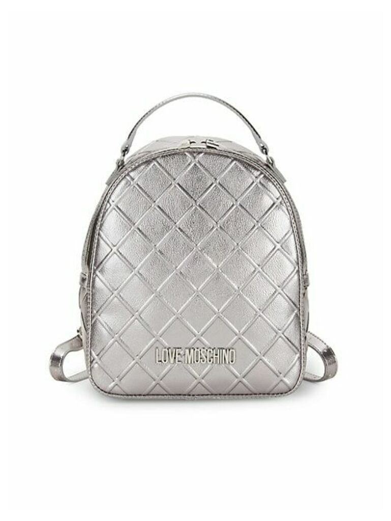 Embossed Metallic Faux Leather Backpack
