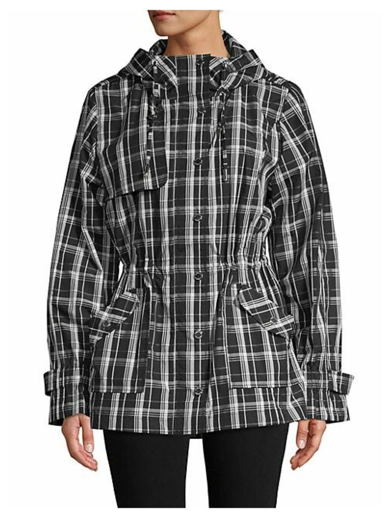 Plaid Hooded Trench Coat