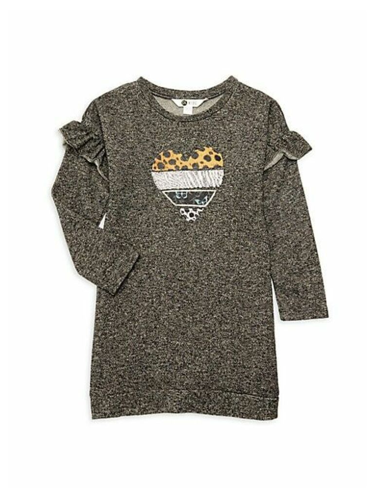 Little Girl's & Girl's Heart Embroidered T-Shirt Dress