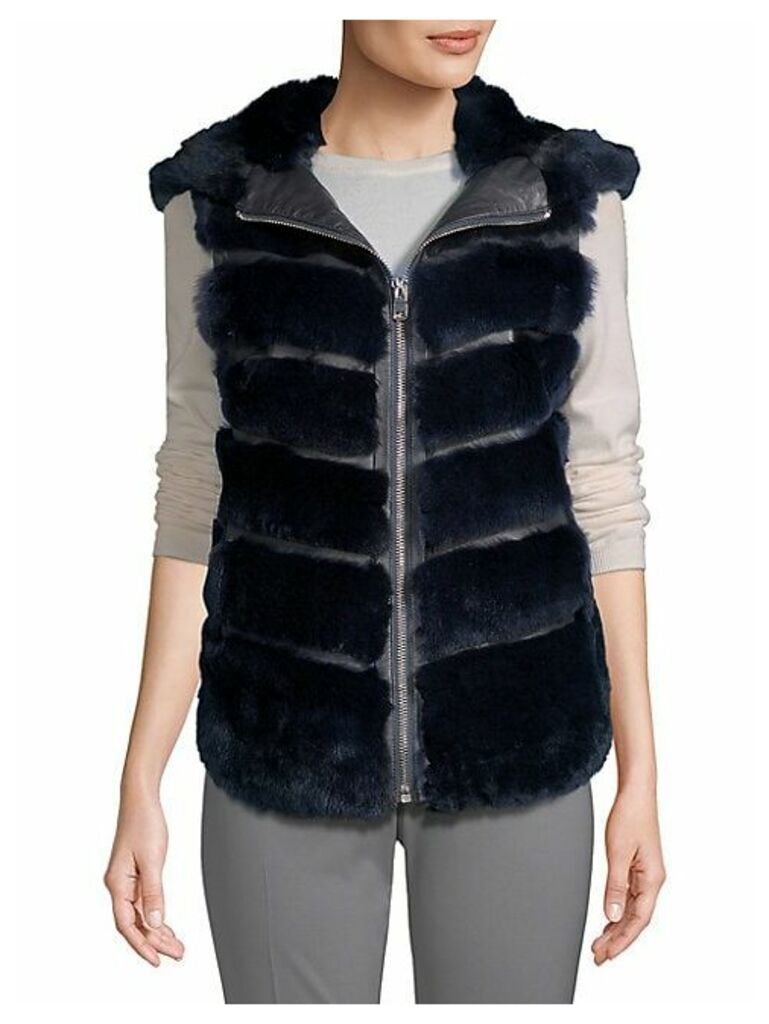 Made For Generation Dyed Rex Rabbit Fur Hooded Vest