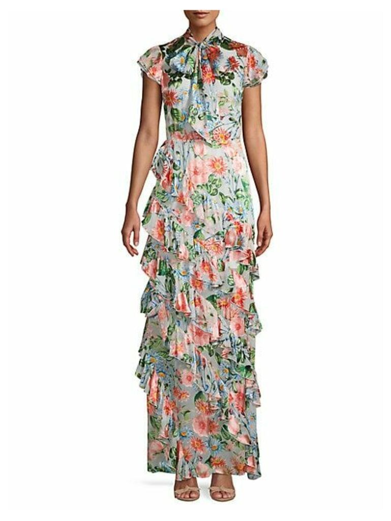 Lessie Floral Print Ruffled Maxi Dress