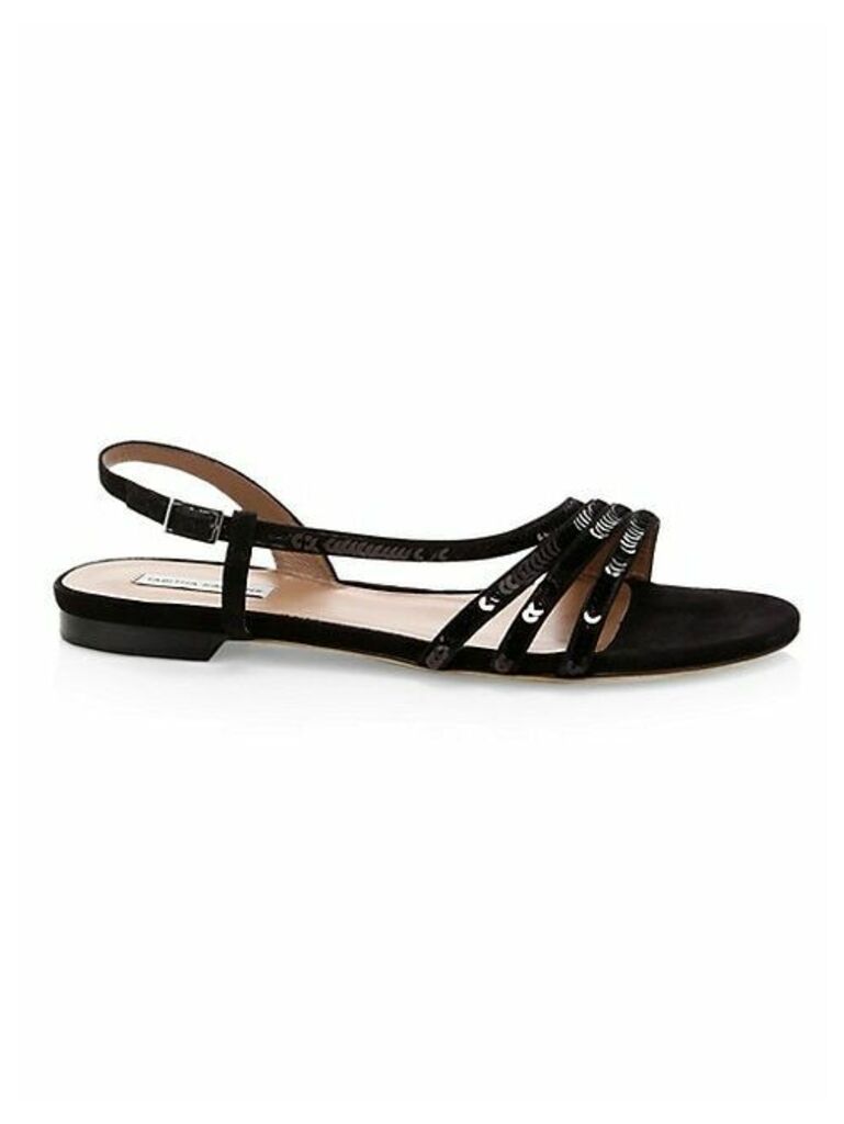 Betty Sequin & Suede Flat Sandals