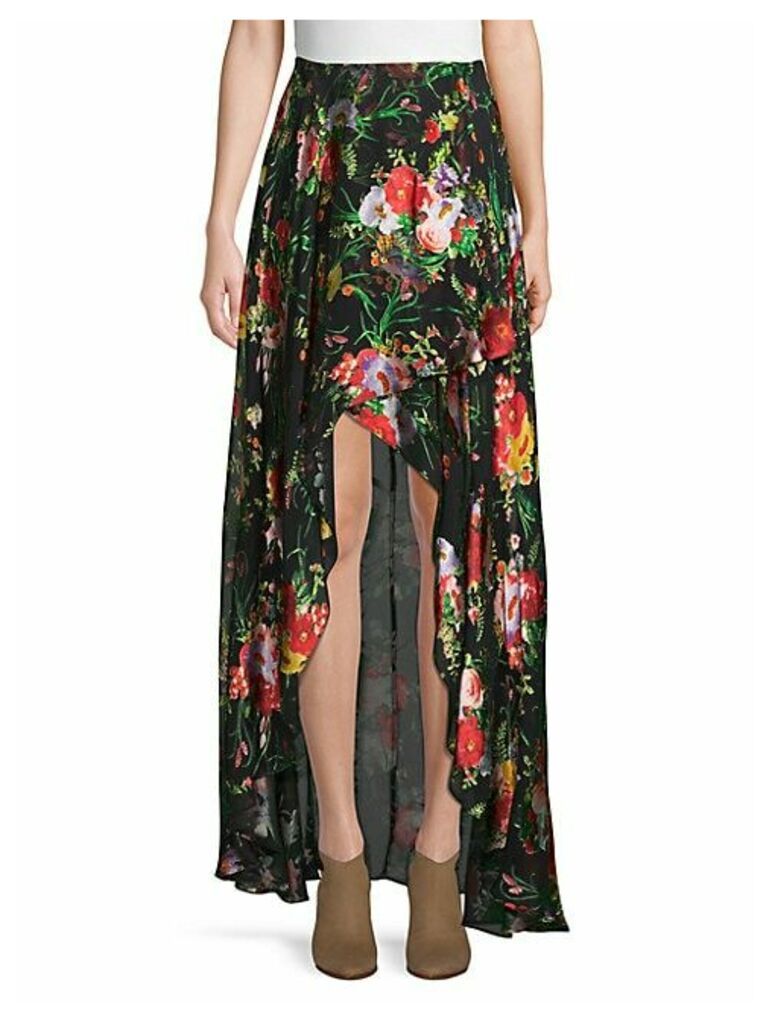 Kristie Cascade Floral High-Low Skirt