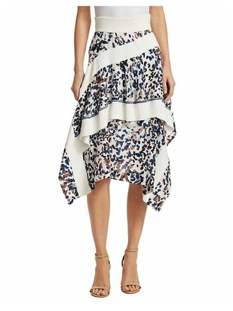 Layered Painted Dot Silk Ruffle Skirt