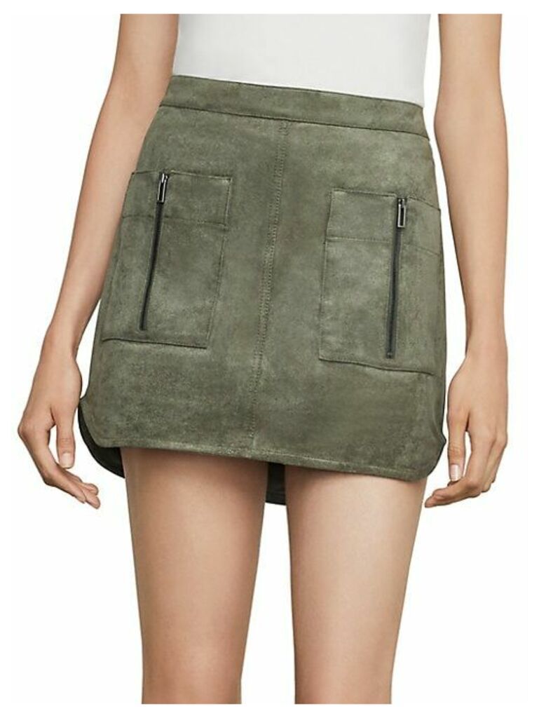 Patch Pocket Faux-Suede Skirt