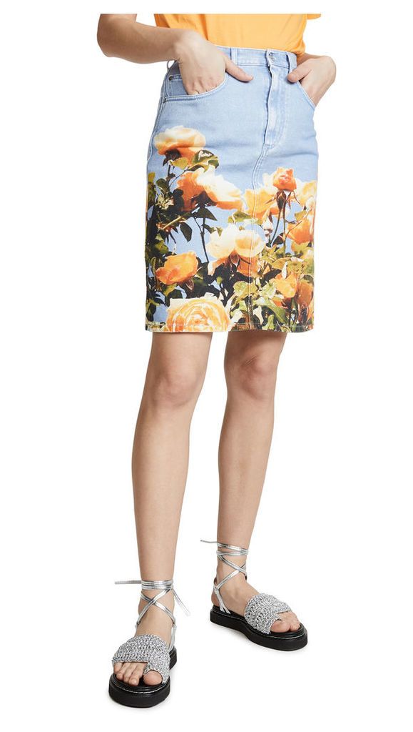 MSGM Floral Denim Skirt