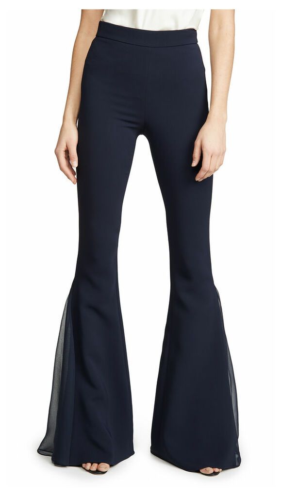 Cushnie High Waisted Flare Pants with Chiffon Pleated Insert