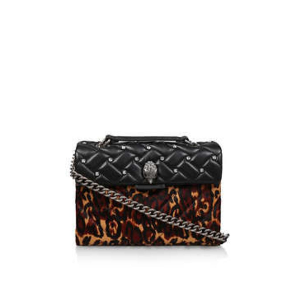 Leather Kensington - Black Leopard Print Studded Shoulder Bag