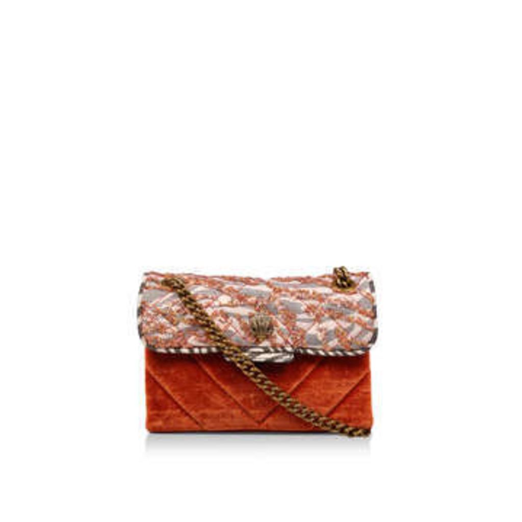 Mini Velvet Kensington - Orange Embellished Mini Shoulder Bag