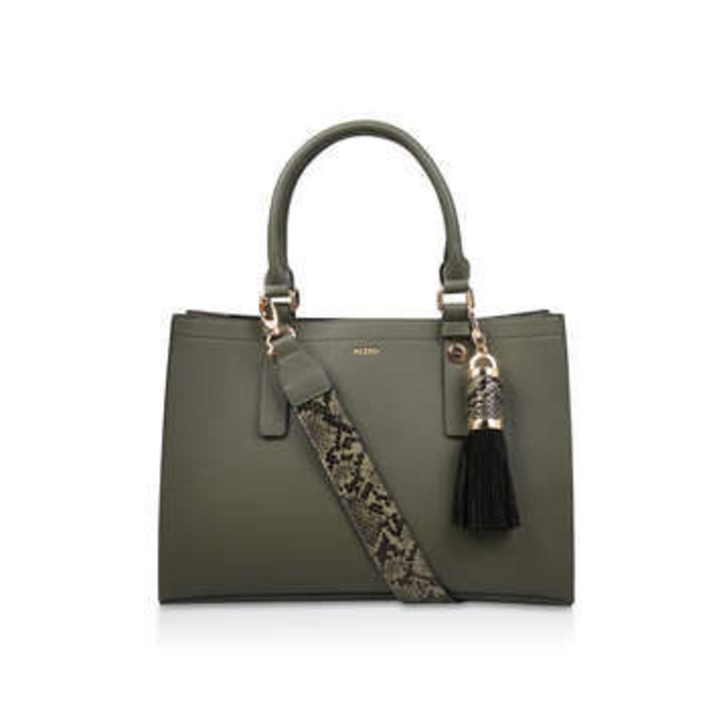 Aldo Zenawien - Khaki Tote Bag With Detachable Snake Print Strap