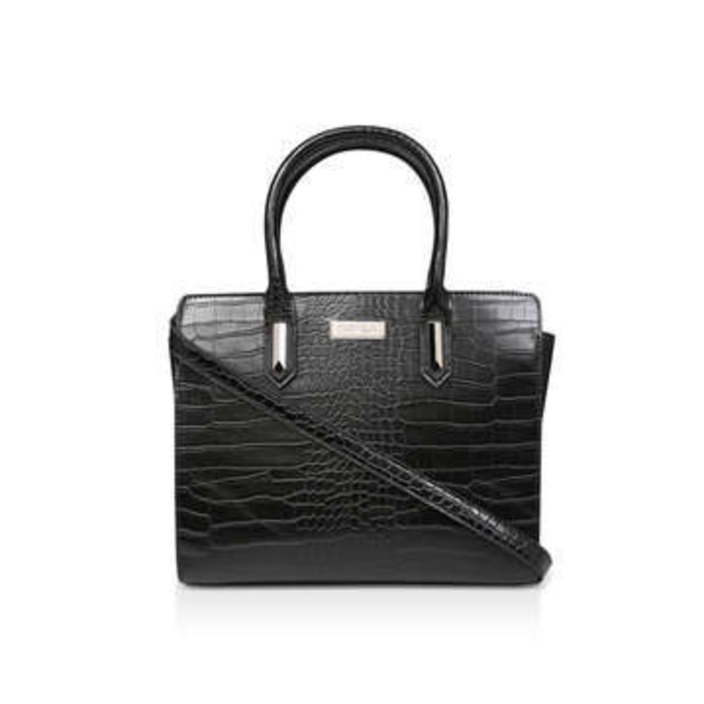 Carvela Fia Hardwear Strip Tote - Black Croc Effect Tote Bag