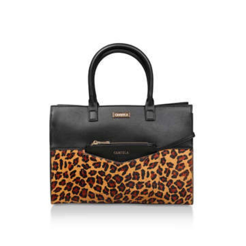 Flash Large Leopard Tote - Black And Leopard Print Tote Bag