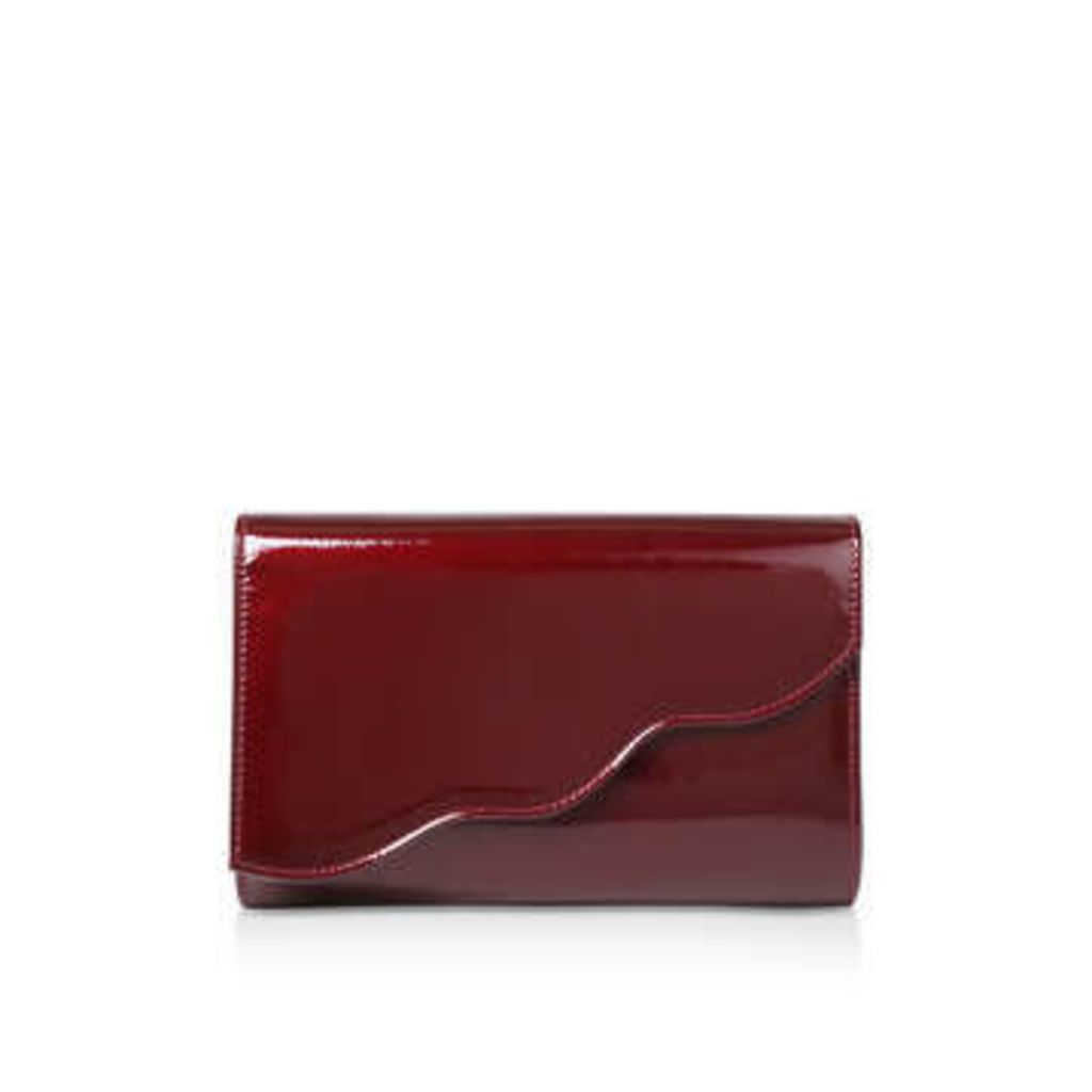 Holly - Wine Patent Scalloped Edge Clutch Bag