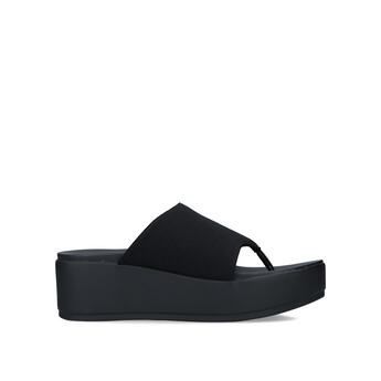 Ripped Toe Thong - Black Flatform Sandals