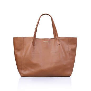 Violet Horizontal Tote - Tan Leather Tote Bag