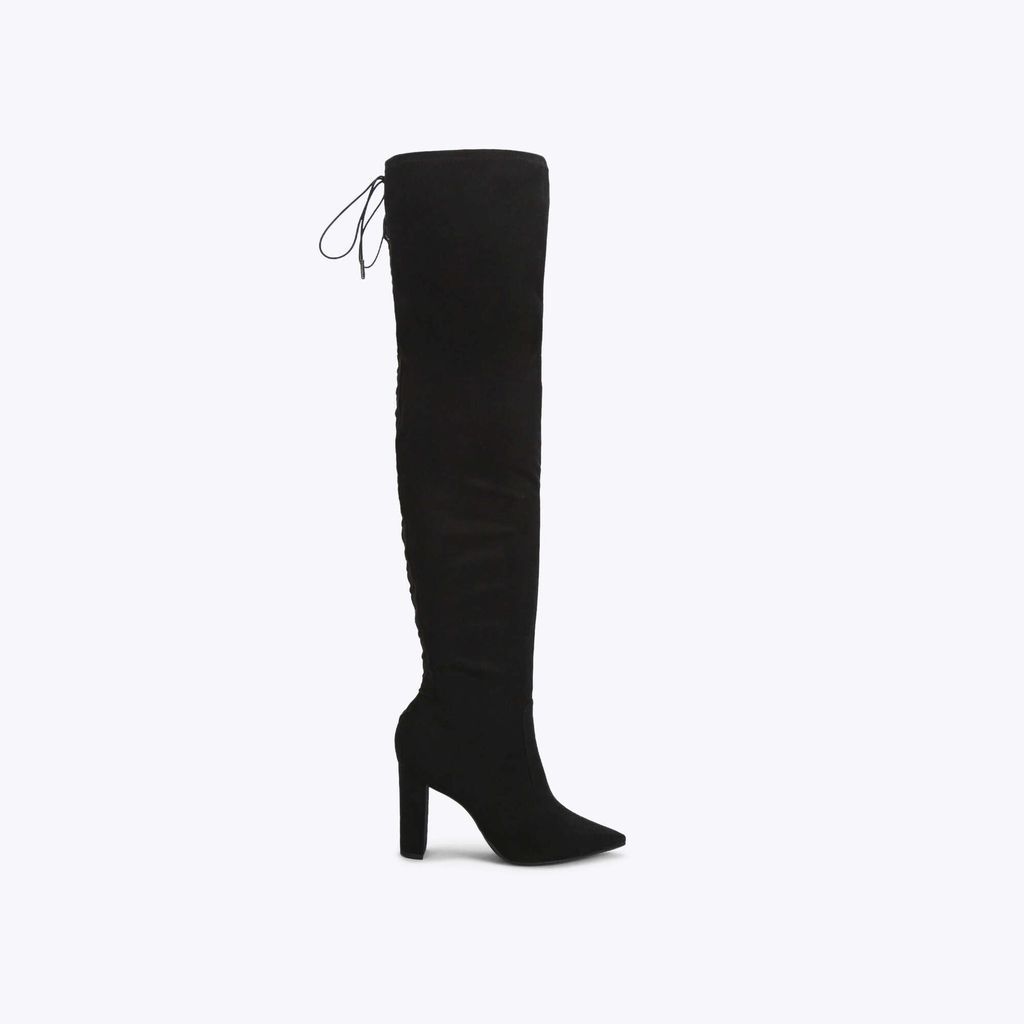 Women's Over The Knee Boots Black Suedette Second Skin