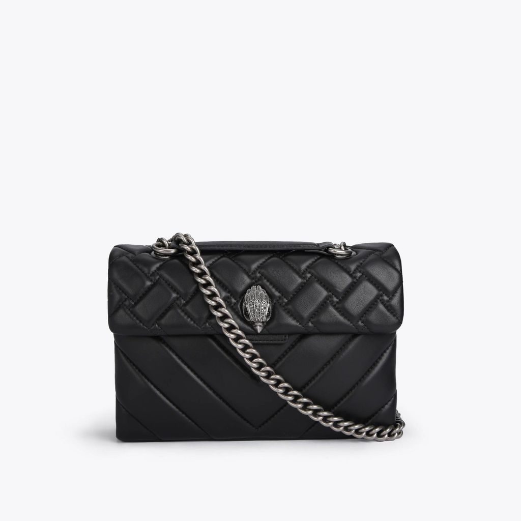 Women's Cross Body Bag Black Leather Quilted Kensington