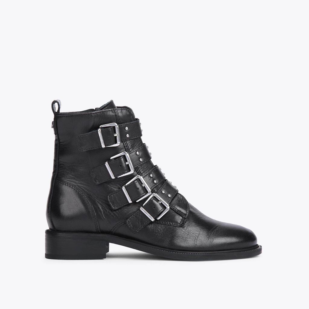 Women's Ankle Boots Black Buckled Strap