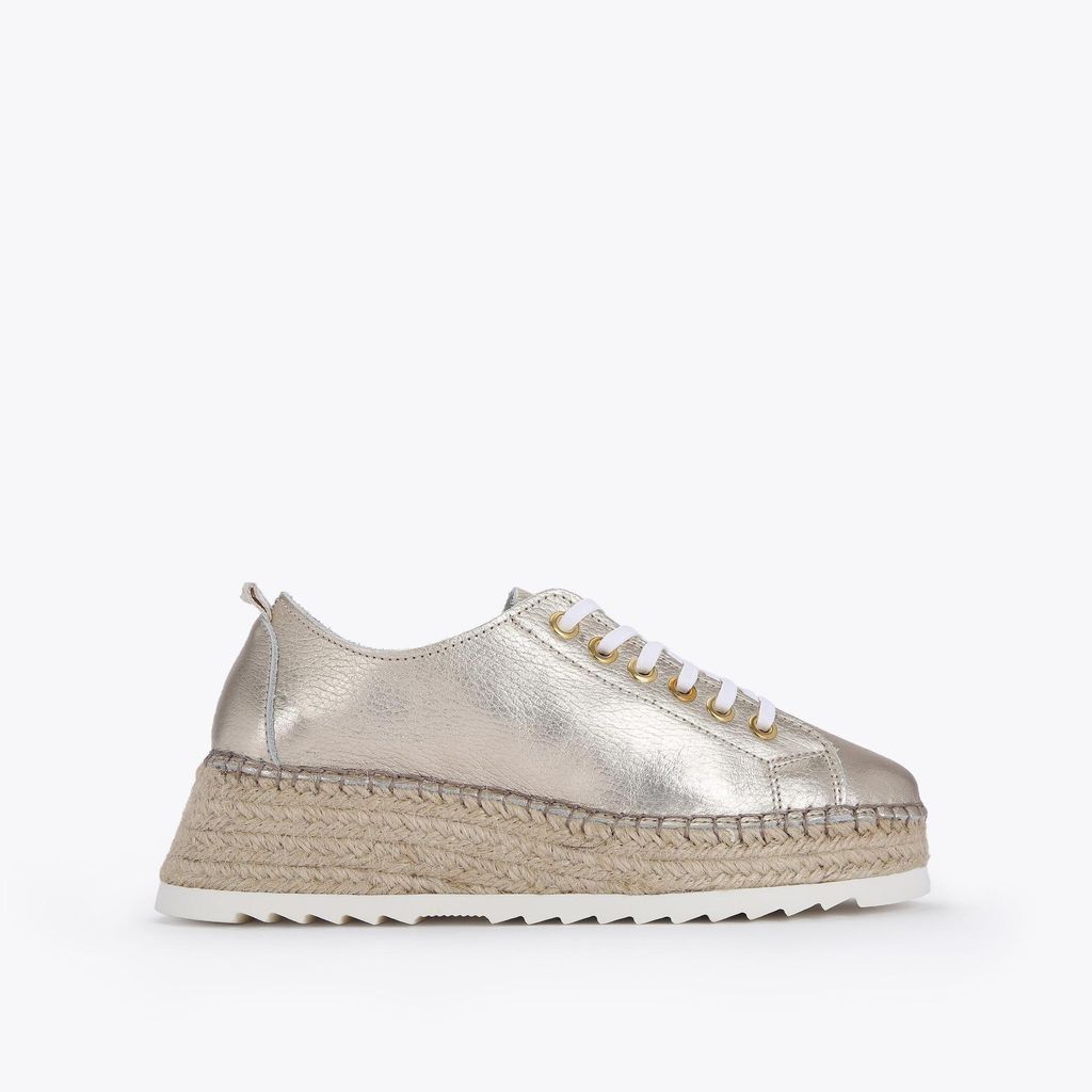 Chase - Gold Leather Espadrille Flatform Sneakers