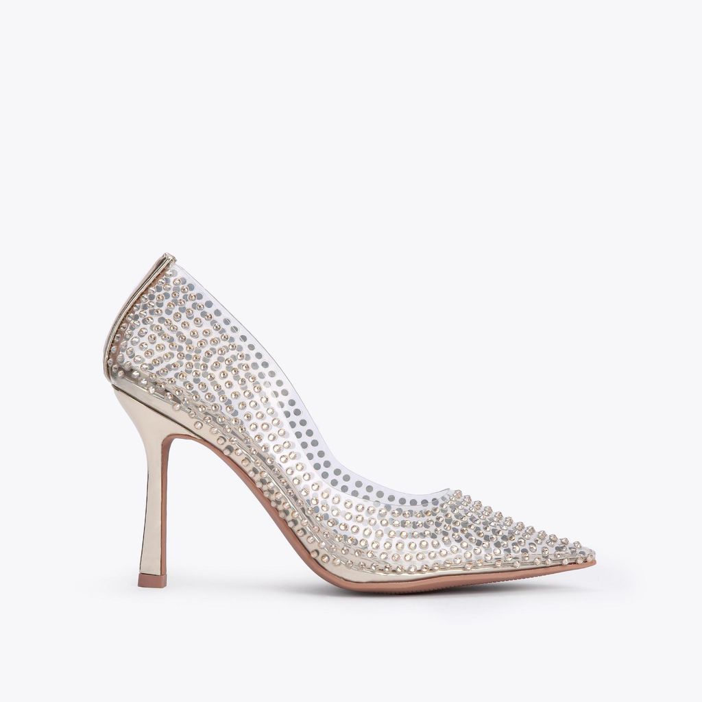 Women's Court Heels Gold Shimmer