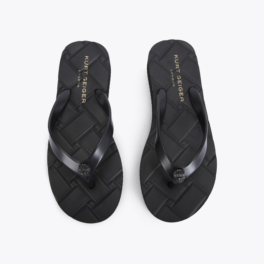 Women's Sandals Black Rubber Kensington Q Flip Flop
