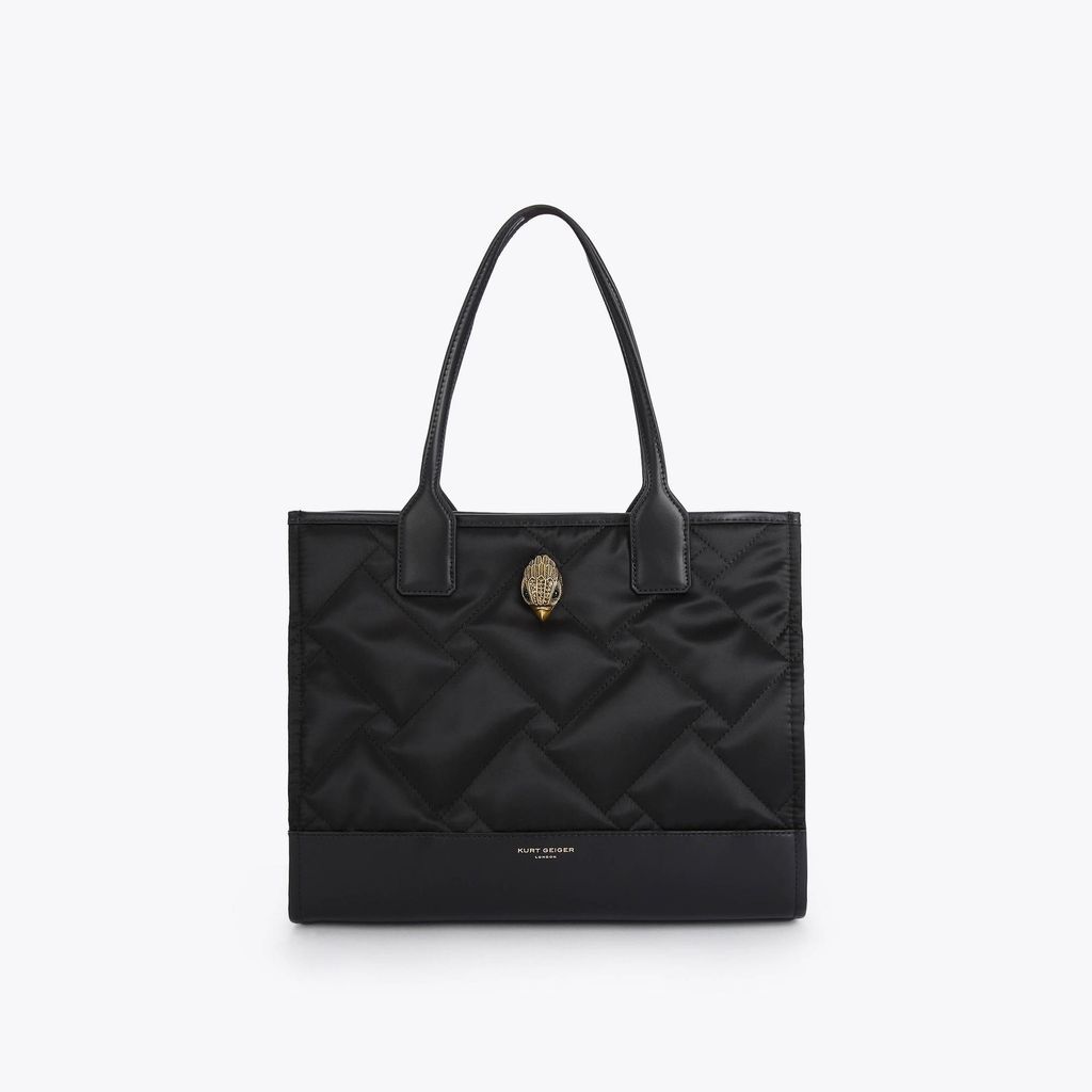 Women's Shopper Bag Black Recycled Nylon Quilted Small