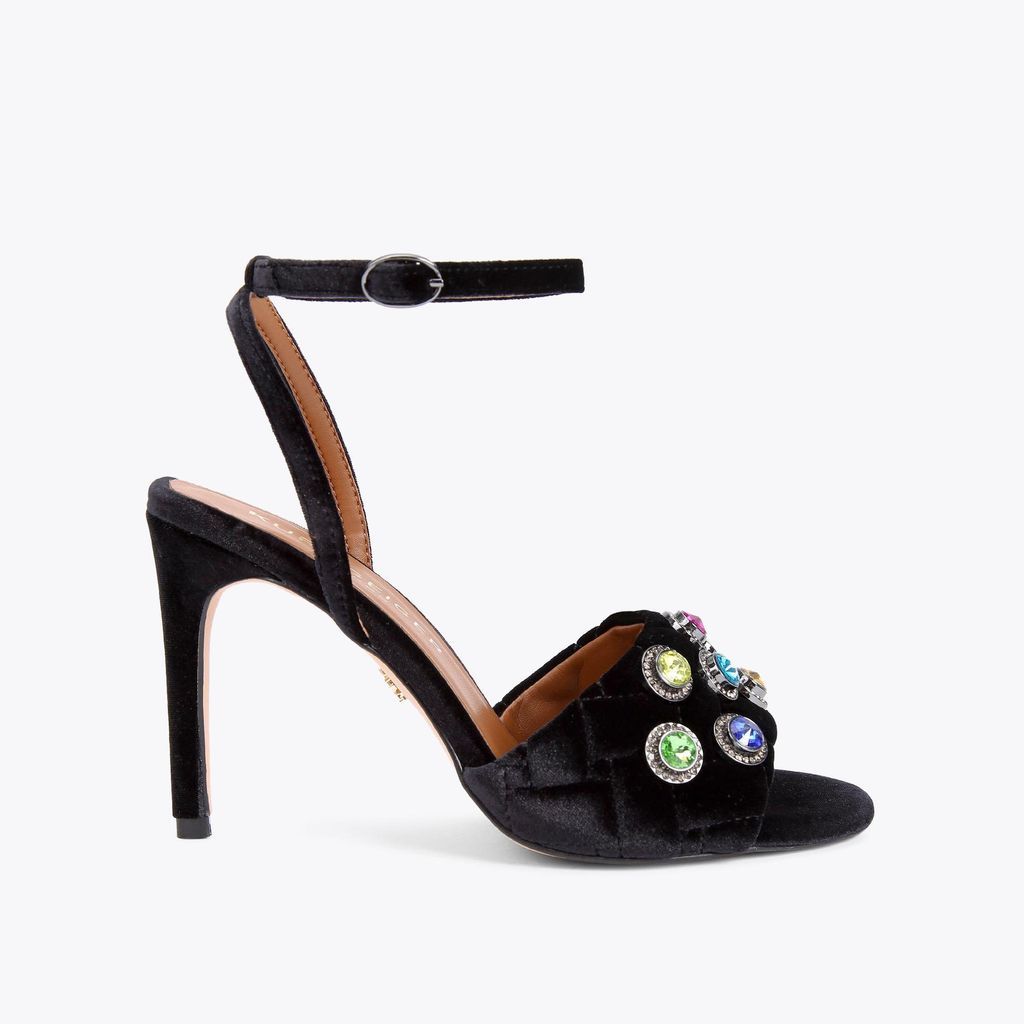 Women's Heels Black Velvet Octavia Sandal