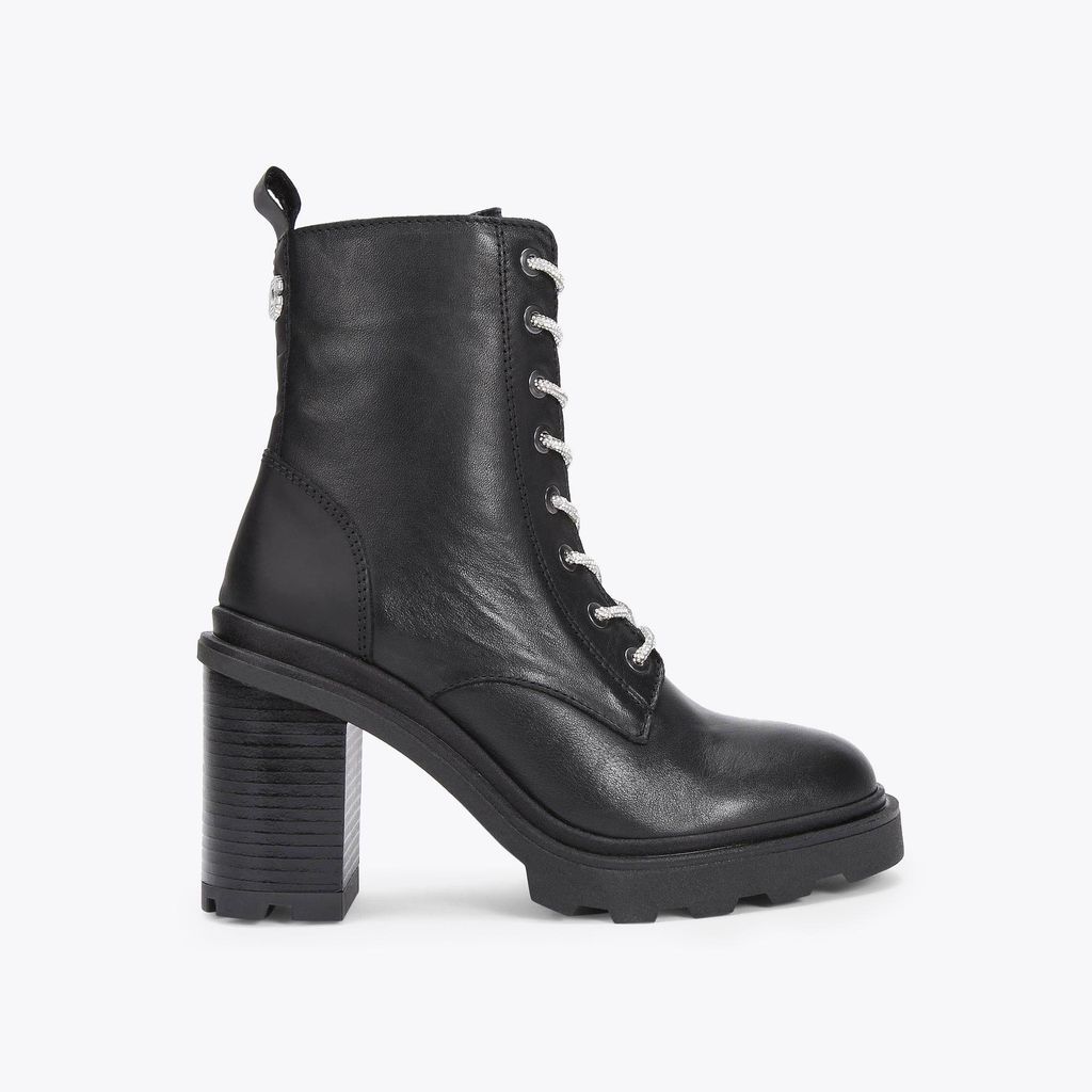 Women's Ankle Boot Black Leather Infinity