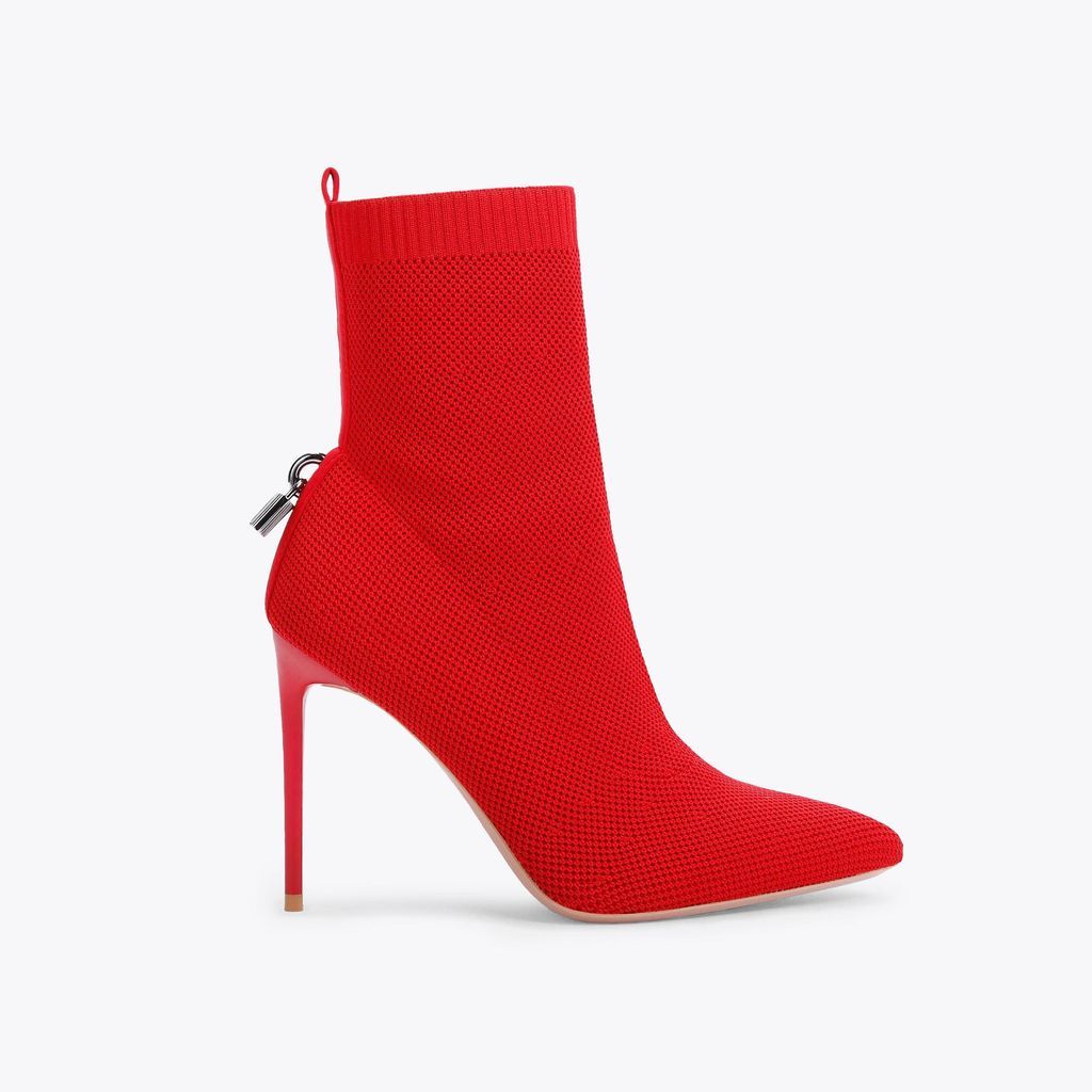 Women's Ankle Boots Red Knitted Vixen